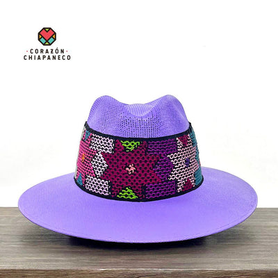 SOMBRERO DE LONA LILA  ZINACANTÁN